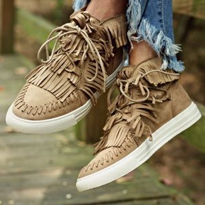 High Top Fringe Tennis Shoe